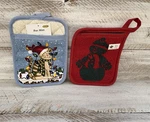 Ritz Pot-mitt Quilted Cotton Potholders 2-PACK Snowman Cat Christmas. Fixed Price $30.00.