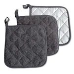 Dii Kitchen Potholders Set Of 3 Mineral Gray Cotton Heat Resistant 7X7 Inches. Fixed Price $19.79.