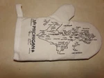 Michigan Oven Mitt-upper & Lower Peninsula Map-white. Fixed Price $24.99.