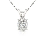Oval Cut Solitaire Moissanite Necklace - Double Loop Bail With Box Chain. Fixed Price $404.95.