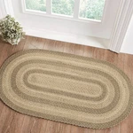 Vhc Cobblestone Khaki Grey Taupe Creme Jute Farmhouse Country Oval Braided Rug. Fixed Price $42.95.