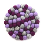 Hand Crafted Felt Ball Trivets From Nepal: Round Chakra, Purples - Global Groove. Fixed Price $22.00.
