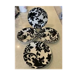 Martha Stewart Black Floral Porcelain Dinner Plates Set Of 4 Microwave Safe. Fixed Price $21.00.