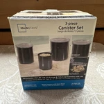Mainstay Canister Set Black 3 Pc Metal With Lids Kitchen Storage. Fixed Price $14.99.