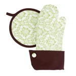 Grandway Honduras Oven Mitt Set Green Floral Brand New. Fixed Price $18.00.
