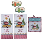 Kay Dee 5 Piece Home Is Where You Roam Camping Towels, Shakers And Potholder Set. Fixed Price $16.99.