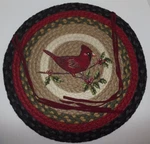 Capitol Imports Braided Jute Chair Pad Red Cardinal Gross Grain Ties Reversible. Fixed Price $16.97.