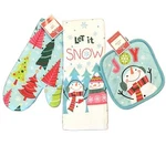 Christmas Let Snowman Trees Kitchen Set Hand Towel Potholder Oven Mitt. Fixed Price $6.99.