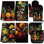 8 Pcs Colorful Spices Kitchen Towels Pot Holders And Oven Mitt Set 4 Cooking .... Fixed Price $29.18.
