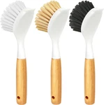 3 Pack Bamboo Handle Dish Brush Set Kitchen Pot Sink Cast Iron Grill Cleaner Pro. Fixed Price $17.15.