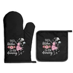 Gkodw The Kitchen Is For Dancing Funny Oven Mitts And Pot 11X6.7X1.6IN, Black. Fixed Price $26.57.
