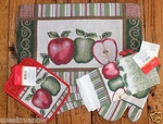New! Placemat Set Country Apple Kitchen Dining Table Tapestry Potholder Towel. Fixed Price $7.99.