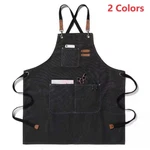 Heavy Duty Canvas Kitchen Chef Cooking Apron Cross-back Adjustable Bib 3 Pockets. Fixed Price $9.99.