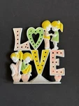 Vintage Revere Mfg. Love Metal Pierced Earring Holder Boy & Girl Valentines. Fixed Price $12.00.