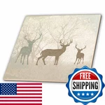 3DROSE CT2159324 Deer Silhouettes Set Against Faded Forest Background Earth. Fixed Price $49.18.
