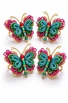 Liberty Harbour Beaded Butterfly Napkin Rings Set -4 Glass Boho Table Decor. Fixed Price $27.99.