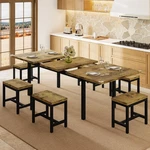 7-PIECE Dining Table Set, 63" Extendable Kitchen Room With Stools, Mi.... Fixed Price $357.55.