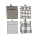 Dii Gingham Check Kitchen Collection, Gray, Potholder Set. Fixed Price $24.86.