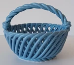 Blue Ceramic Basket Open Weave Twist Handle The Creative Circle Exclusive Design. Fixed Price $8.99.