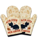 2 Pack Funny Black Cat Oven Mitts, Bonjour Mon Amour, Heat Resistant Silicone.... Fixed Price $22.19.
