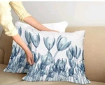 Pretty Flower Pillow Cushion Cover Pack Of 2, White And Blue 36" X 16". Fixed Price $14.99.