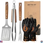 5-PIECE Stainless Steel Grill Tool Set Spatula, Meat Fork, Bbq Tongs & Gloves!. Fixed Price $43.52.
