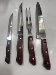 Vintage Maxam Kitchen Knife Fork Set Of 4 Total Precision Hollow Ground Japan. Fixed Price $19.99.