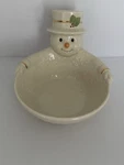 Lenox Happy Holly Days Snowman Candy Trinket Dish Ivory W/gold Trim Porcelain. Fixed Price $22.00.
