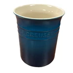Creuset Stoneware 1L Marseille Utensil Holder Blue Kitchen Storage Crock Nwt. Fixed Price $29.00.