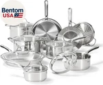 Gourmet 15-PIECE Stainless Steel Cookware Set, Pots And Pans Cooking Dishwa. Fixed Price $349.14.