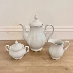Mitterteich Bavaria Germany Tea Pot Creamer & Sugar Set White Rose Lid Top Vtg. Fixed Price $99.92.