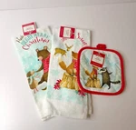 Woodland Animals Christmas 2 Kitchen Towels & Pot Holder Holiday Time Read. Fixed Price $11.04.