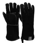 14" Insulated Heat Resistant Leather Bbq Gloves Black Grill Griddle Accessories. Fixed Price $16.75.