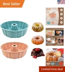 2 Pack Nonstick 10-INCH Silicone Bundt Cake Pans Pink & Blue, Dishwasher Safe. Fixed Price $16.99.
