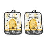 Set Of 2 Bee Happy Queen Potholders, By Kay Dee. Fixed Price $14.97.