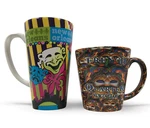 French Quarter New Orleans Feathered Mardi Gras Mask Coffee Latte Mugs Set 2. Fixed Price $24.75.