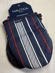Nautica Mini Oven Mitts (2) Navy White Red Stripe With Ring 100% Cotton Nip. Fixed Price $12.99.