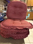 Red White Checked Tufted Polyester Chair Cushions Set Of 4 Traditional With Ties. Fixed Price $50.00.