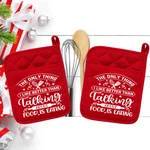 Only Thing Better Talking Is Eating (2) Pocket Pot Holder Oven Mitt 15REDDBL. Fixed Price $16.99.