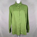 Chadwick's Linen Shirt Womens 12 Green Button Front Long Sleeve Timeless Boho. Fixed Price $18.97.