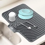 Dish Drying Mat Kitchen Counter W/ Built-in Drain Lip 18X11.8 Inch Food-grade. Fixed Price $22.04.
