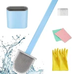 Aibrisk Toilet Brush, Silicone With Holder For Cleaning Blue. Fixed Price $14.99.