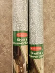 Vint 1974 Rubbermaid Shelf & Drawer Liner Gray Mod Flowers 10 1/2 Ft X 22". Fixed Price $29.00.