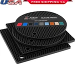 Silicone Trivet Set Heat Resistant Pot Holder Flexible Honeycomb Design Coaster. Fixed Price $13.88.