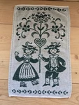 Vtg Austrian Tea Towel Green White Halltex 11 17" Cotton. Fixed Price $14.00.