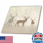 3DROSE Ct 215932 4 Deer Silhouettes Set Against Faded Forest Background Earth. Fixed Price $48.22.