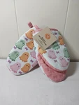 Martha Stewart Mini Oven Mitts (2) Ghosts Pink Green Orange 100% Cotton Nwt. Fixed Price $16.99.