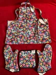 Lot 5 Now Design Floral Flower Oven Mitt Pot Holder Apron Set - Usa Vintage. Fixed Price $44.86.