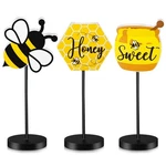3 Pcs Mini Bee Theme Wooden Standing Block Set Small Honeycomb Table Centerpi.... Fixed Price $16.12.