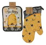 Queen Happy Honey Bees Potholder & Oven Mitt Set, By Kay Dee. Fixed Price $17.95.